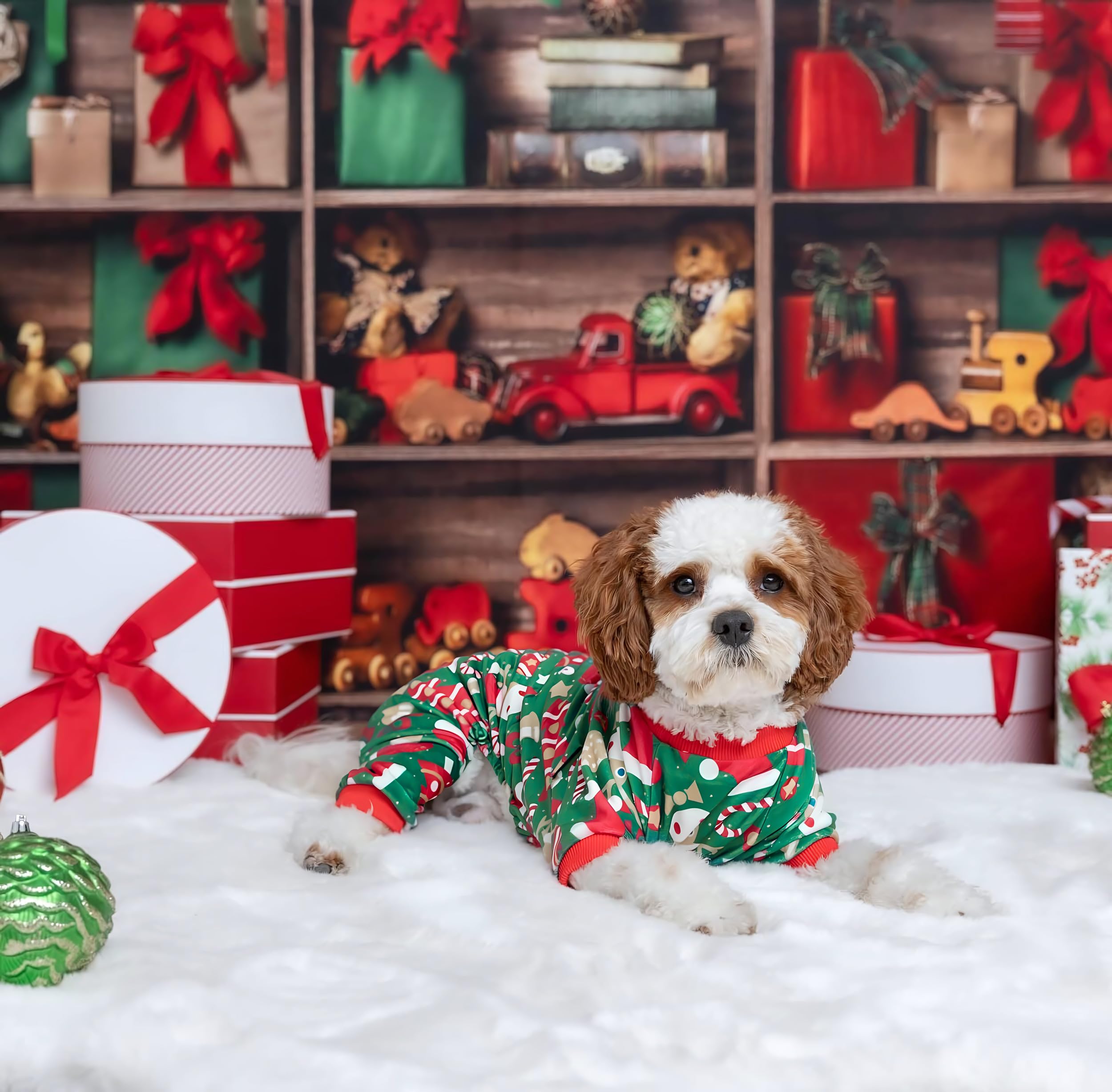 Fitwarm pijama navideño verde para perro pequeño, suave y ligero