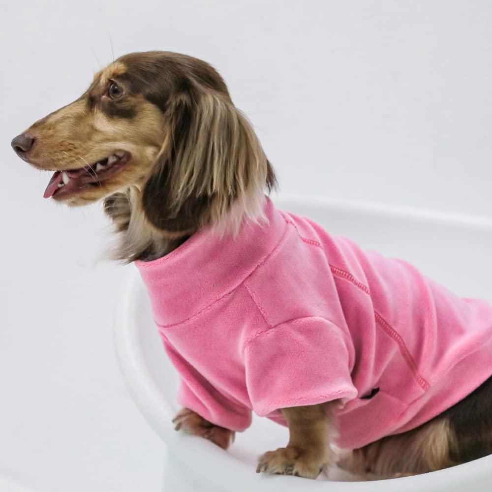 Fitwarm Pink Dog Sweater close-up shows plush fleece and turtleneck.