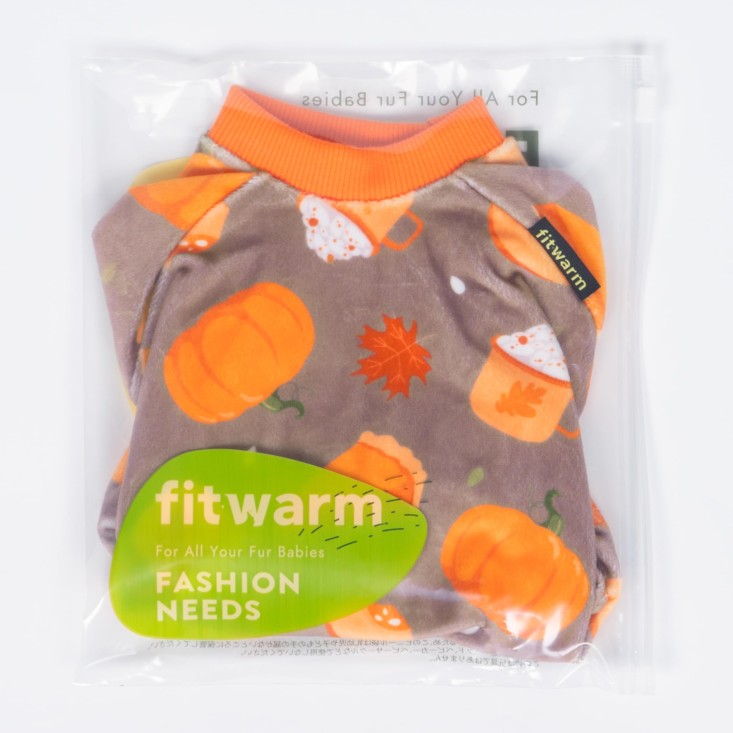 Fitwarm pumpkin dog pajamas folded setup suggests convenient packing for travel or gifting