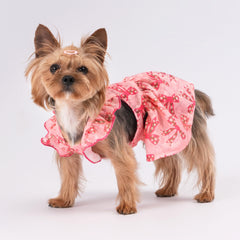 Fitwarm bowknot dress pink XS side view highlighting lightweight, breathable fabric.