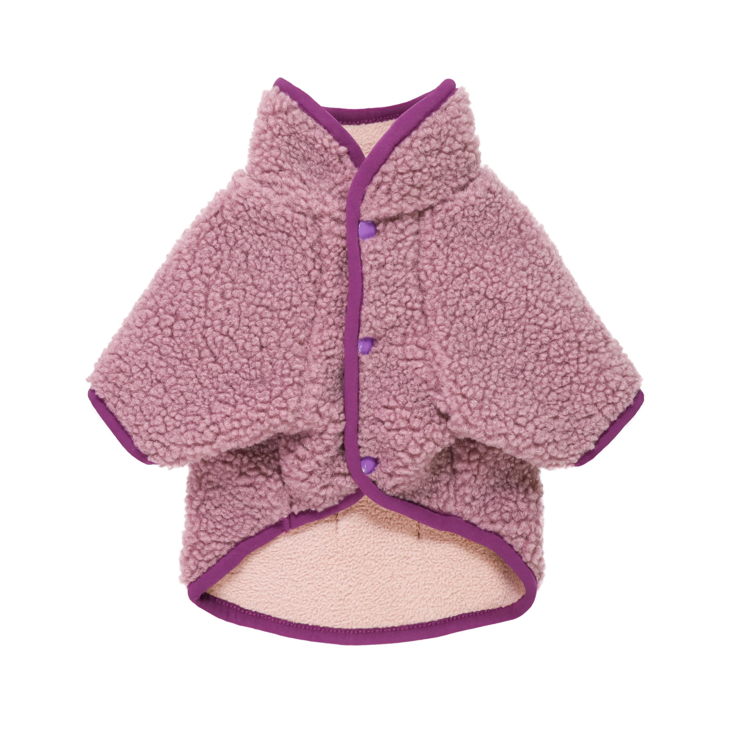 Fitwarm sherpa dog sweater purple front view cozy thermal layer