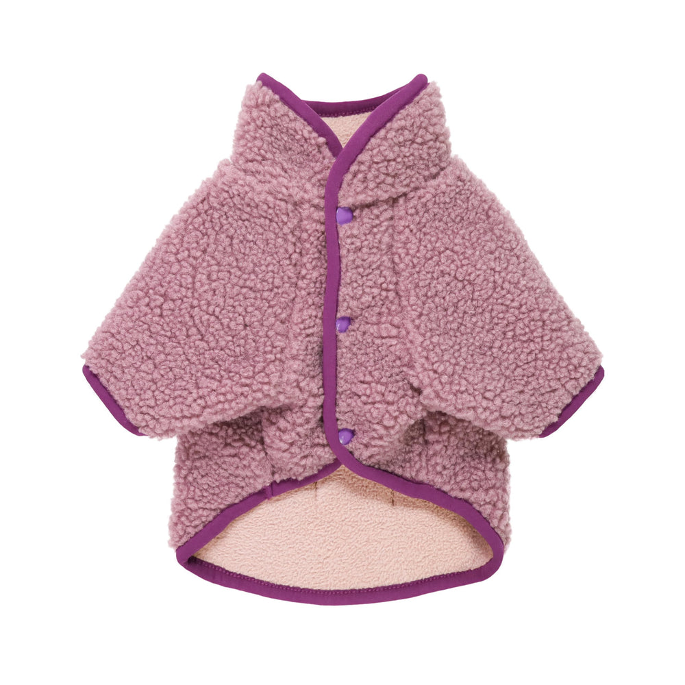 Fitwarm sherpa dog sweater purple front view cozy thermal layer