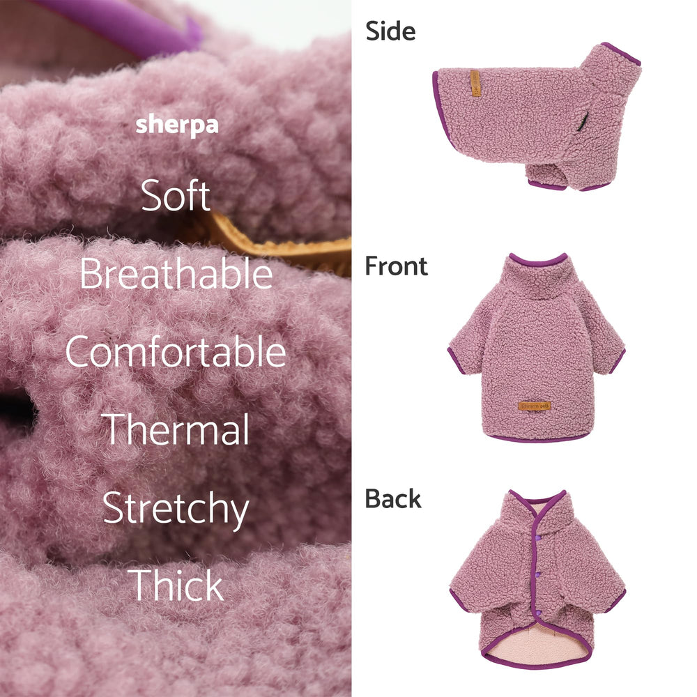 Lavender Fitwarm sherpa sweater with turtleneck detail for layering