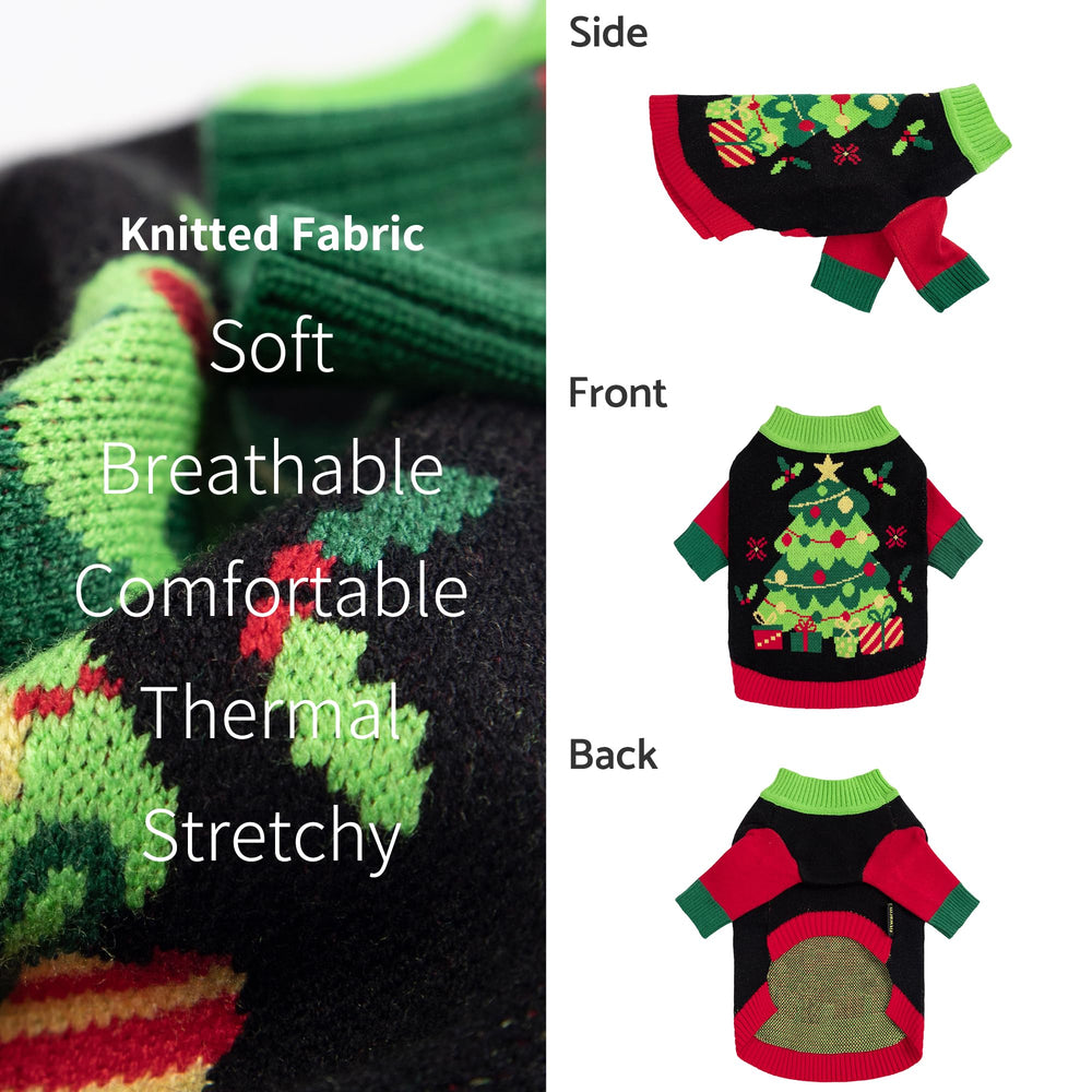 Fitwarm small-dog model wearing sweater for warm winter wear examples