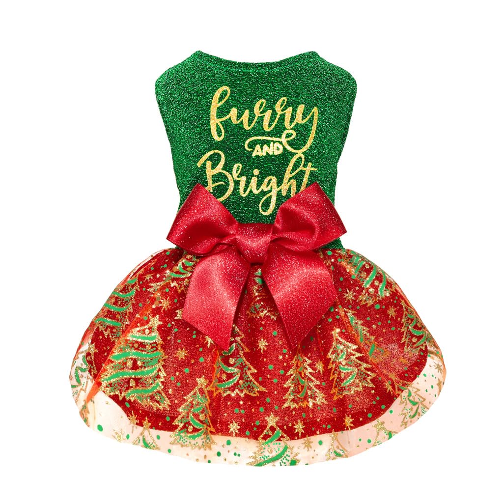 Fitwarm Sparkly Dog Christmas Outfit top layer shows stretch for easy dressing and comfort.