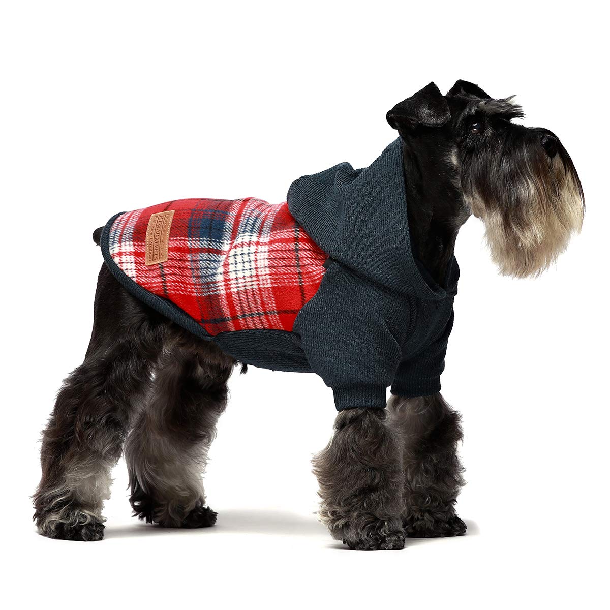 Fitwarm Tartan Plaid Dog Hoodie back view offers snug coverage and easy wear