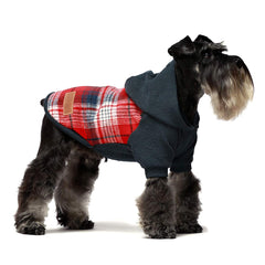 Fitwarm Tartan Plaid Dog Hoodie back view offers snug coverage and easy wear