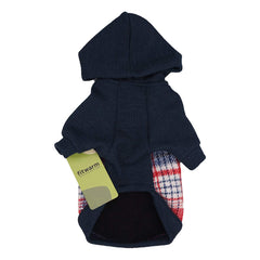 Fitwarm tartan-plaid dog hoodie knit trim detail highlights flexible movement.