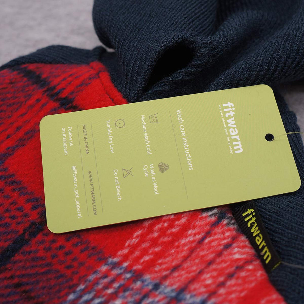 Fitwarm Tartan Plaid Dog Hoodie leash hole enables easy outdoor walks