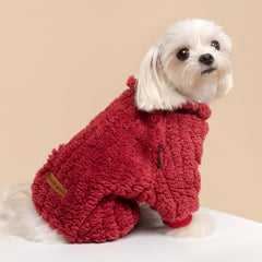 Fitwarm turtleneck fleece dog sweater pajamas side view shows full-body warmth and comfortable fit