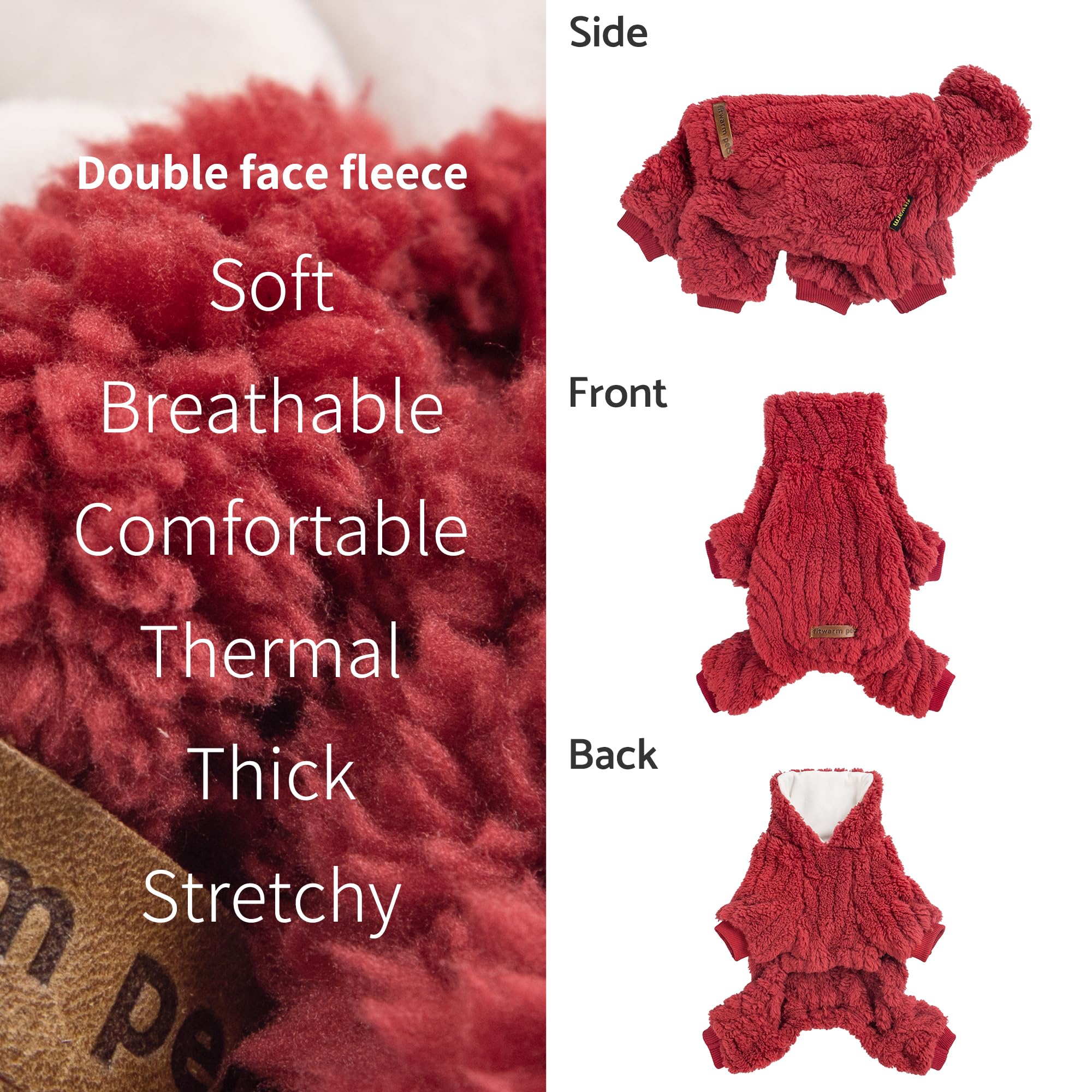 Fitwarm red fleece sweater during winter walk for warmth and comfort.