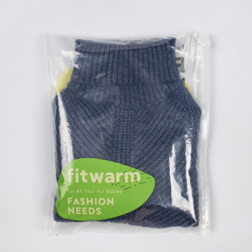 Fitwarm Turtleneck Knit Dog Sweater on dog wearing proves easy on/off.
