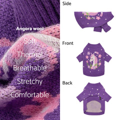 Fitwarm unicorn dog sweater model wearing for winter walks