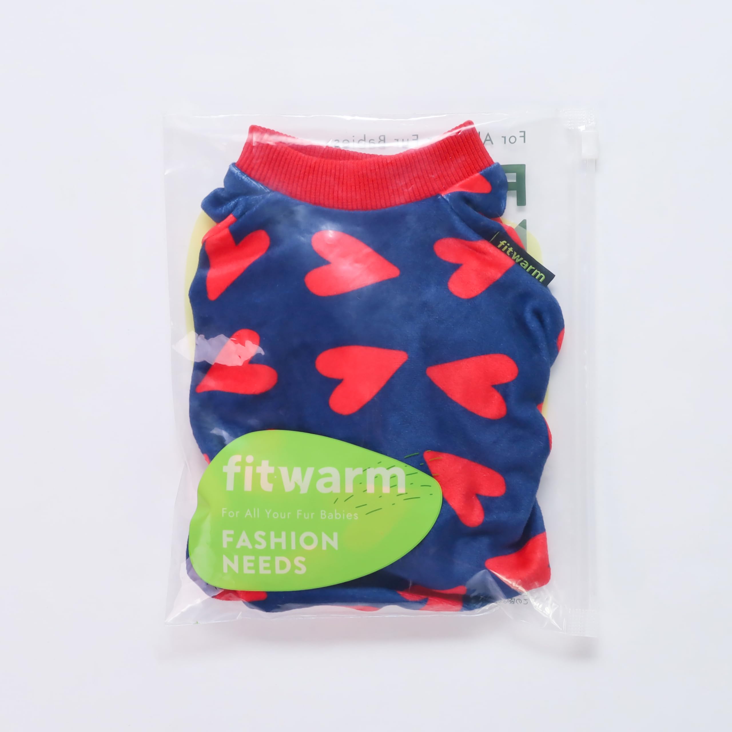 Fitwarm Valentines dog pajamas back view showing snug rib cuffs.