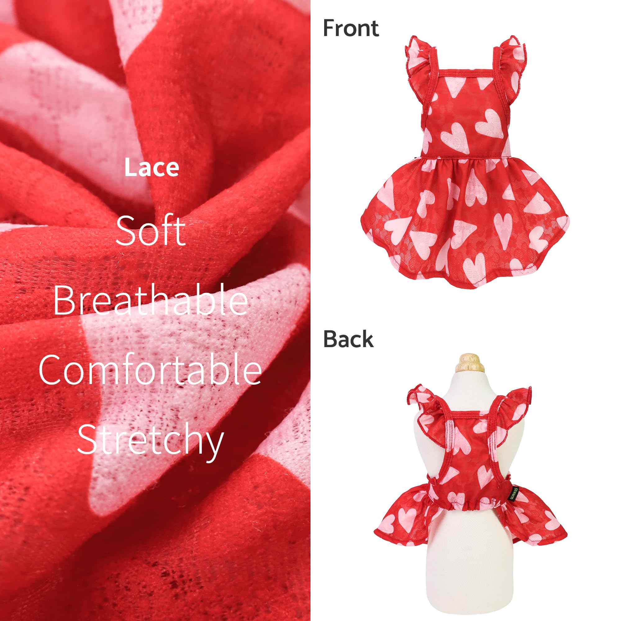 Fitwarm Valentine Heart Dress heart-patterns close-up ideal for Valentine look