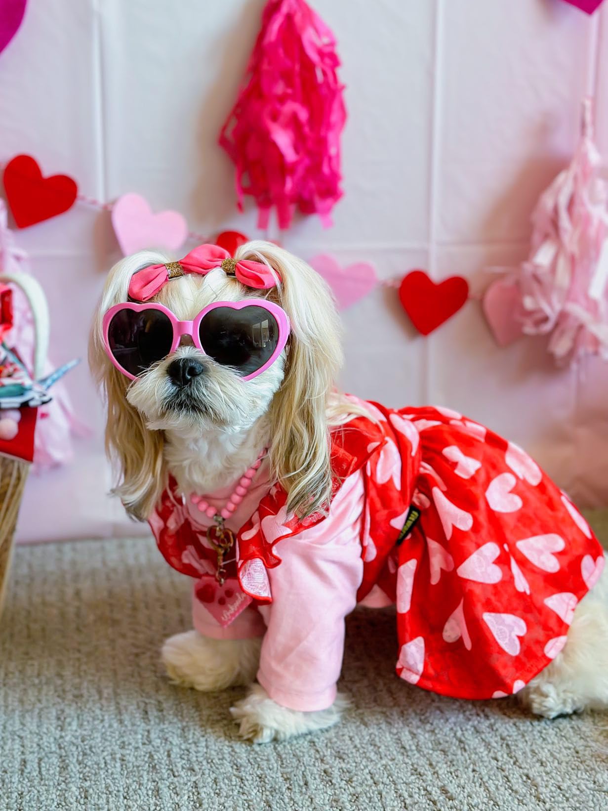 Fitwarm Valentine Heart Dress ruffled-sleeves close-up for charming everyday wear