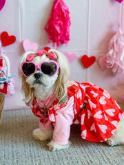 Fitwarm Valentine Heart Dress ruffled-sleeves close-up for charming everyday wear