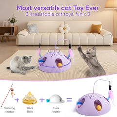 FITWOWFIT indoor cat toy reveals hidden feathers to entice chasing and ambush instincts.