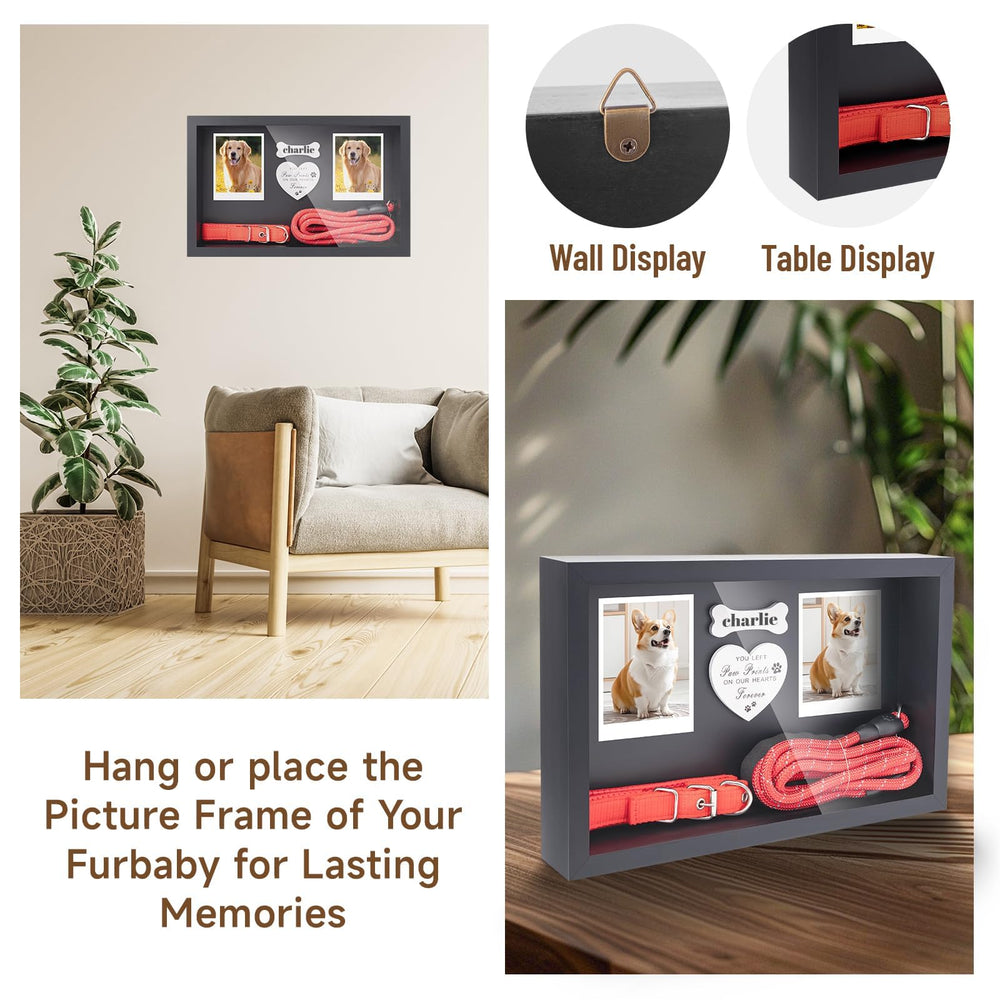 FITWOWFIT dog memorial collar holder provides space for collars, leashes, and tags.