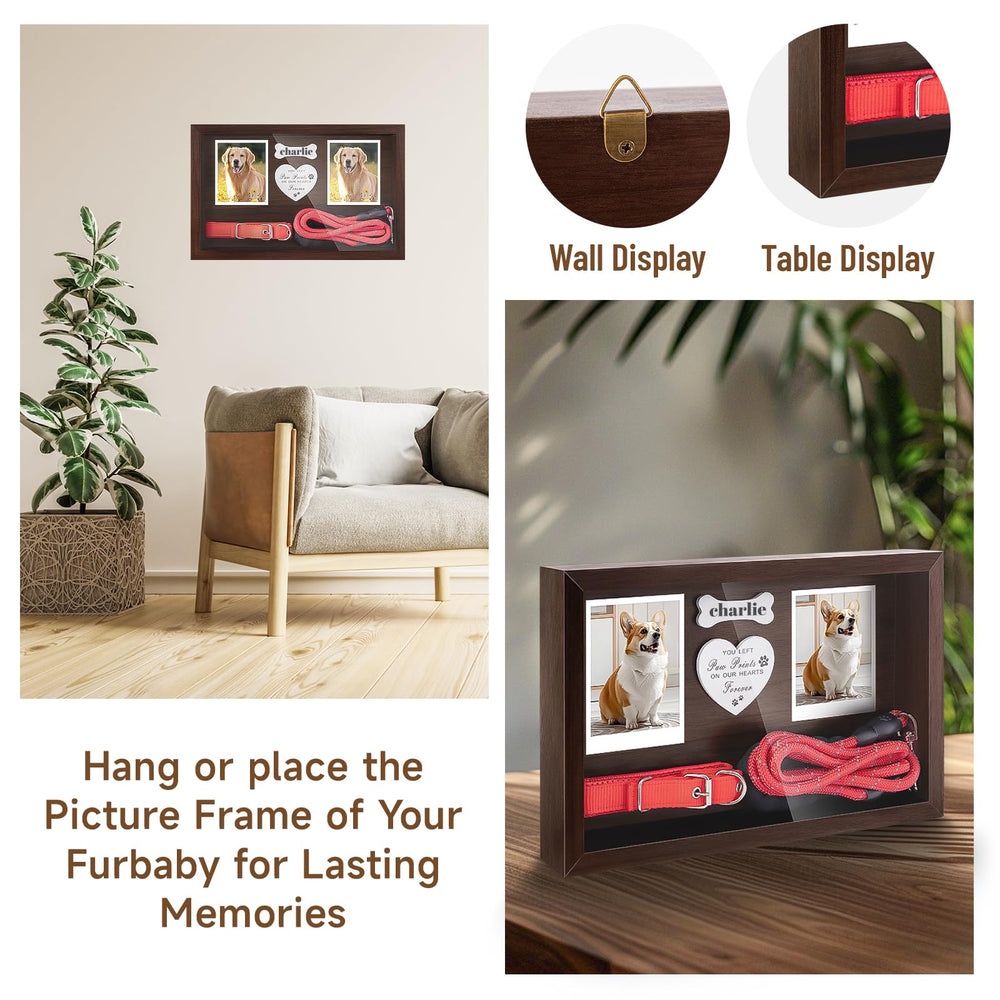 FITWOWFIT shadow box collar holder showing space for collars and mementos