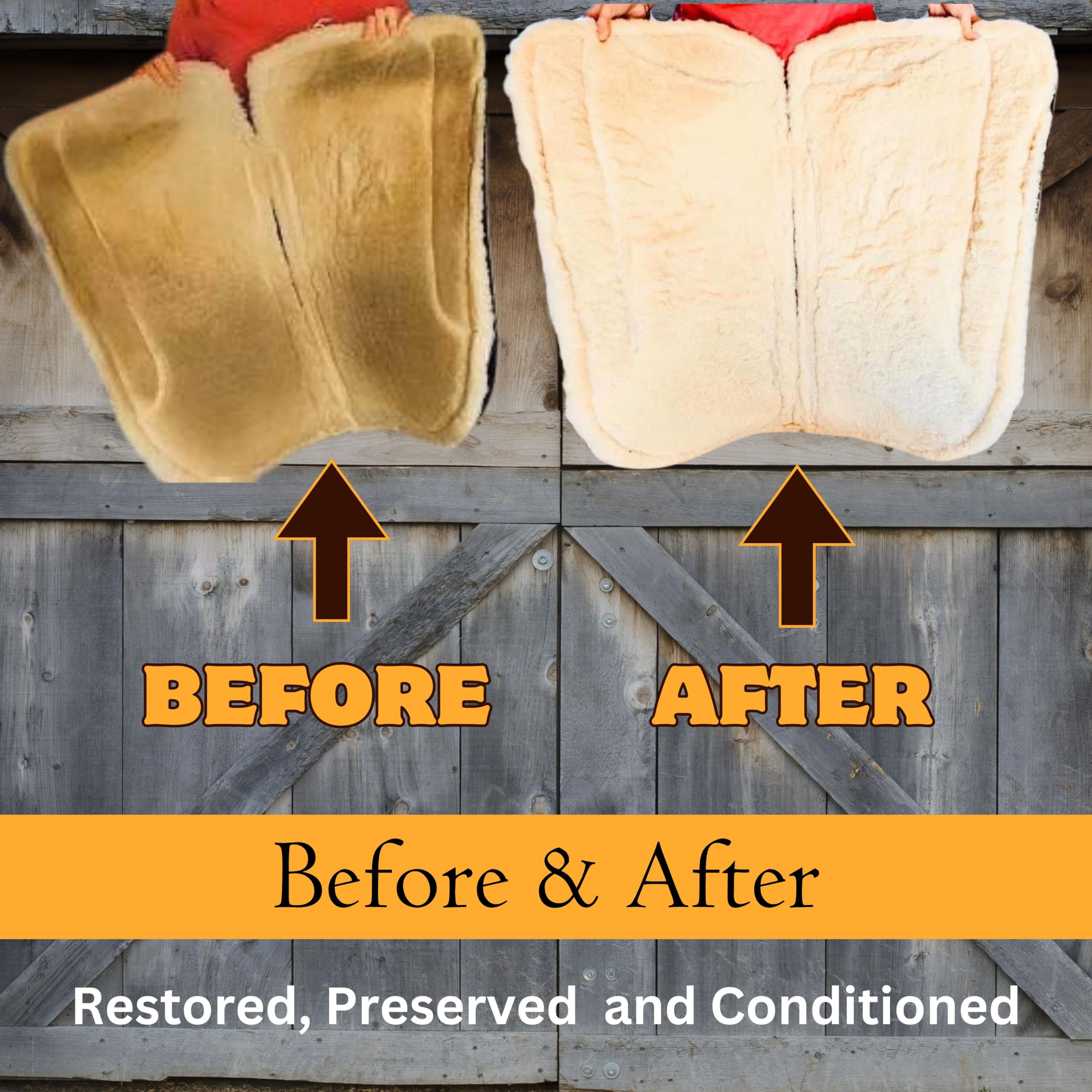 5 STAR EQUINE Saddle Pad Cleaner before-after shows transformation