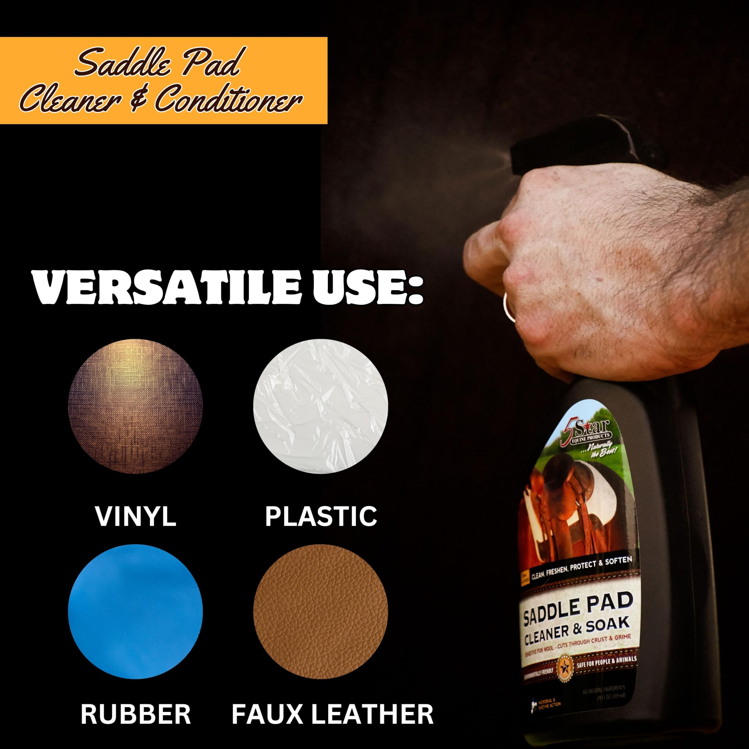 5 STAR EQUINE Saddle Pad Cleaner foam-lather deep cleans wool fibers