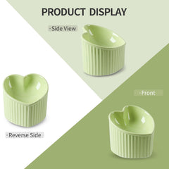 FiveAge heart-shape cat bowl closeup—cute design with wide opening to reduce whisker fatigue