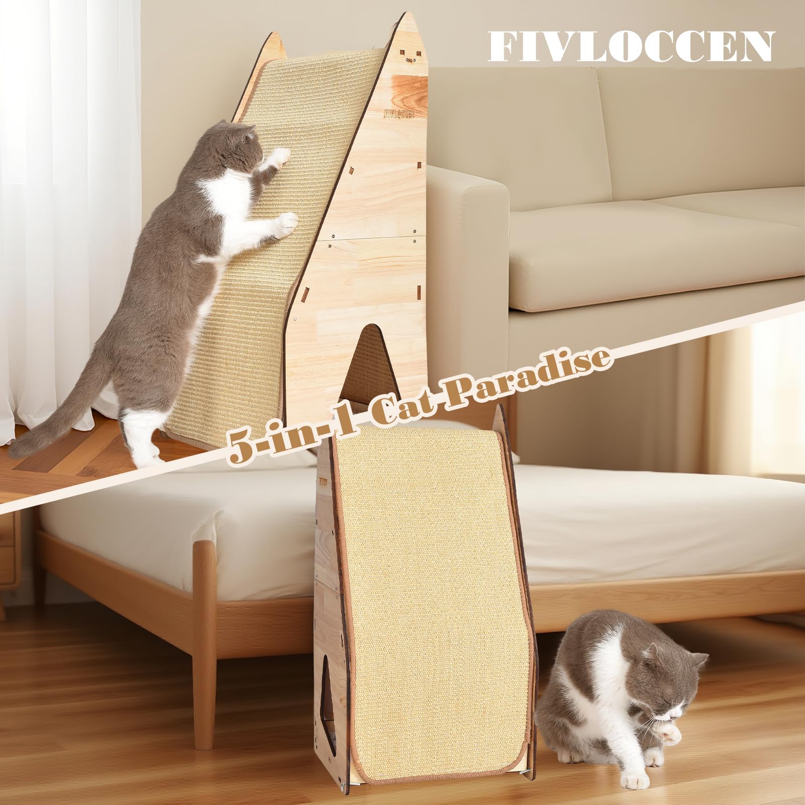 FIVLOCCEN removable cushion reveals comfortable hideaway retreat for cats