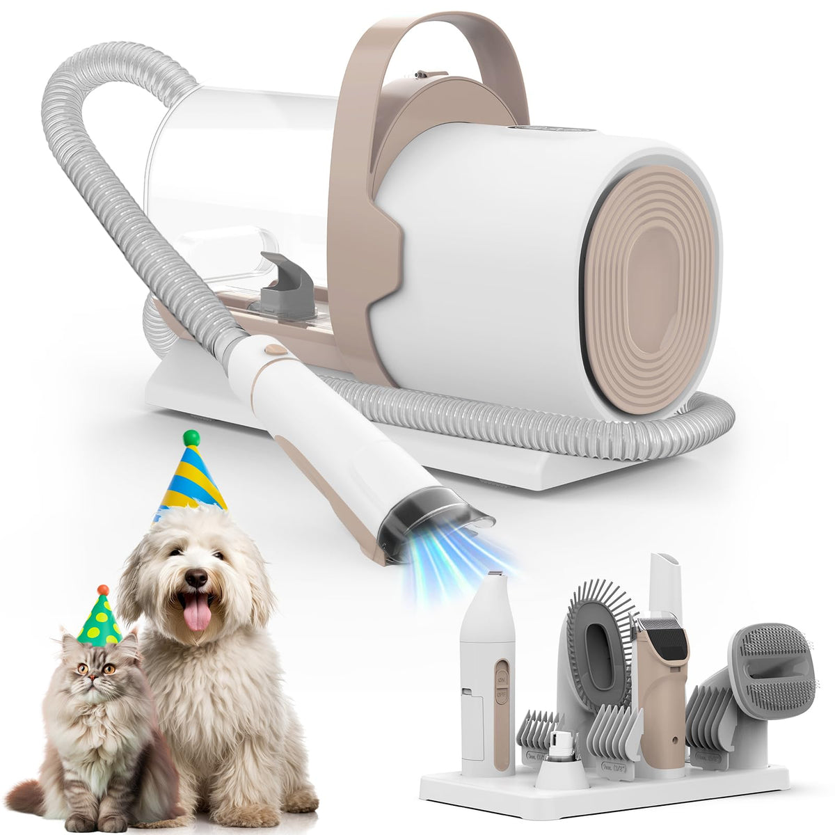 FIXR Dog Grooming Vacuum front view shows compact design for easy home grooming