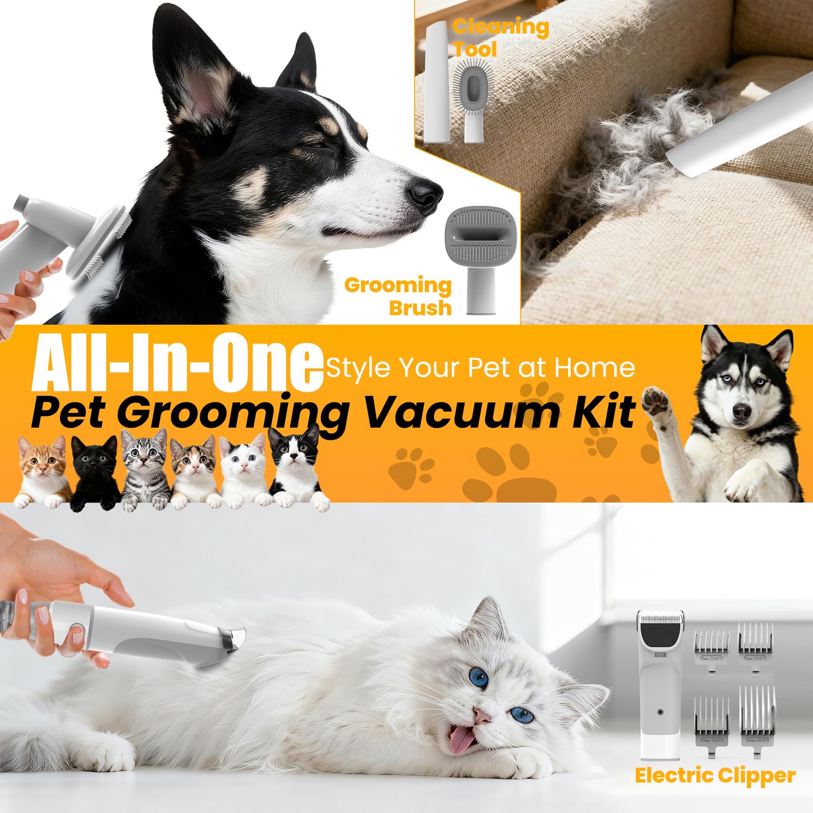 FIXR grooming brush attachment reducing shedding and tangles on fur