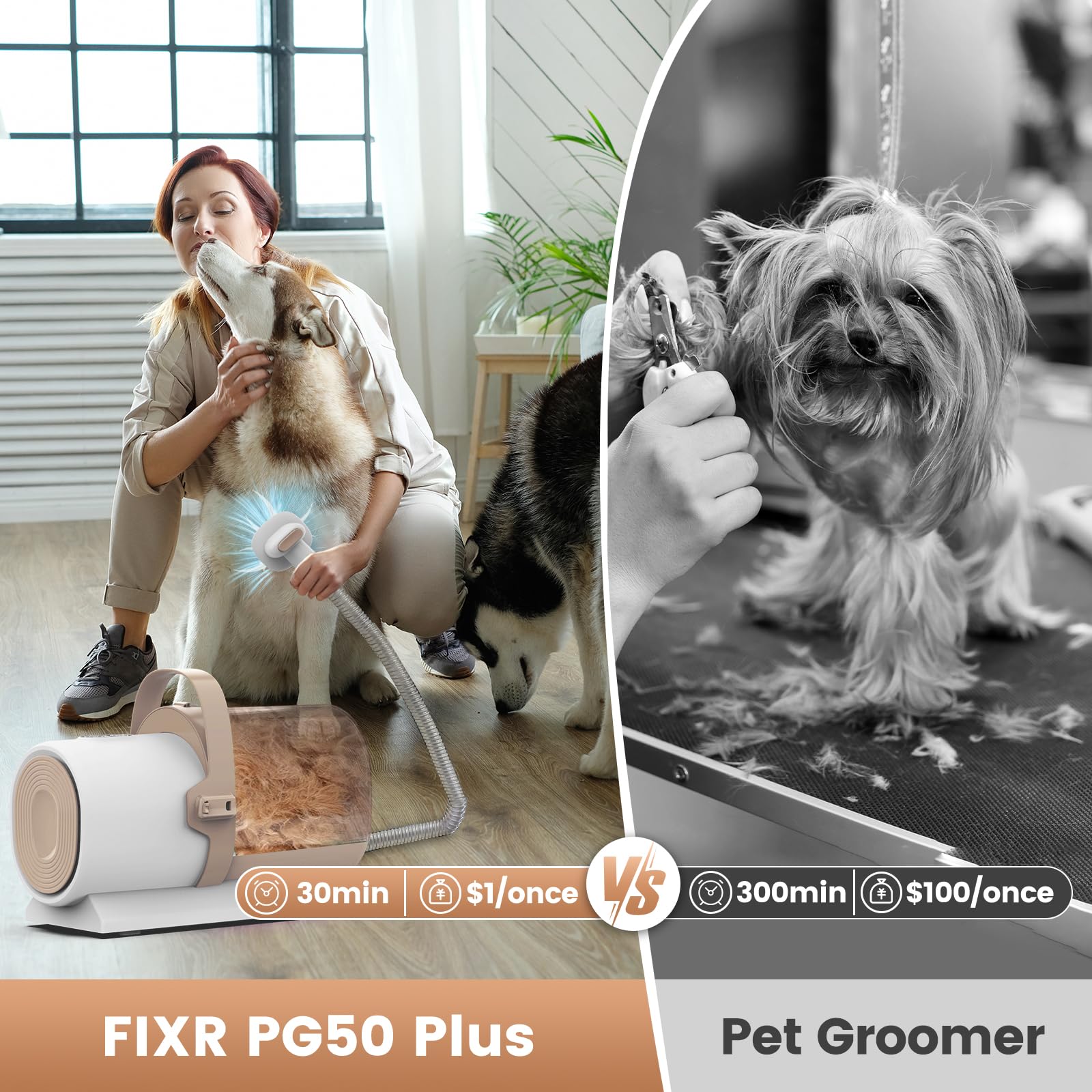 FIXR Four guide combs support different coat lengths