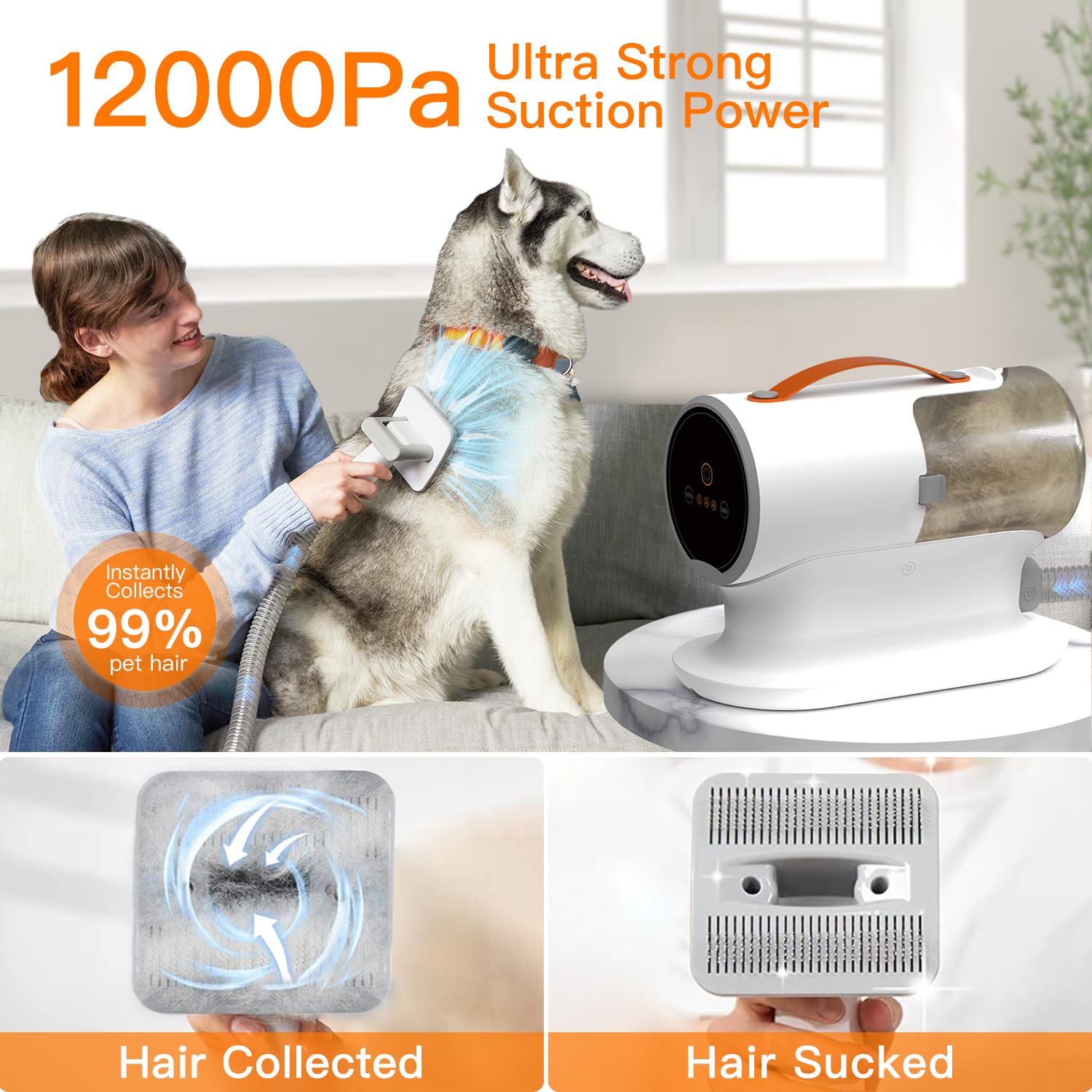 FIXR dog vacuum 5-tool grooming kit for at-home care