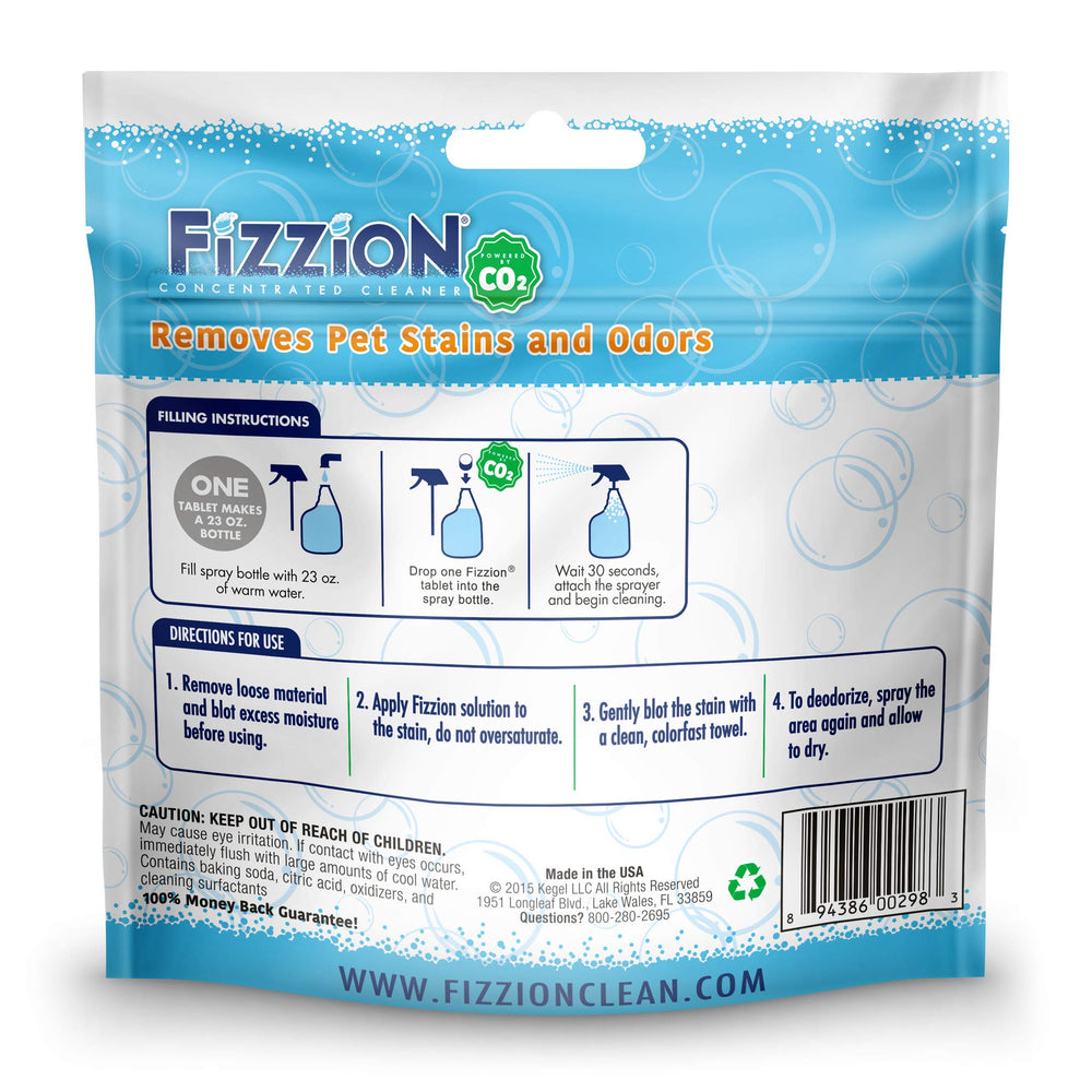 Fizzion tablet dissolving in water shows easy preparation for effective cleaning.