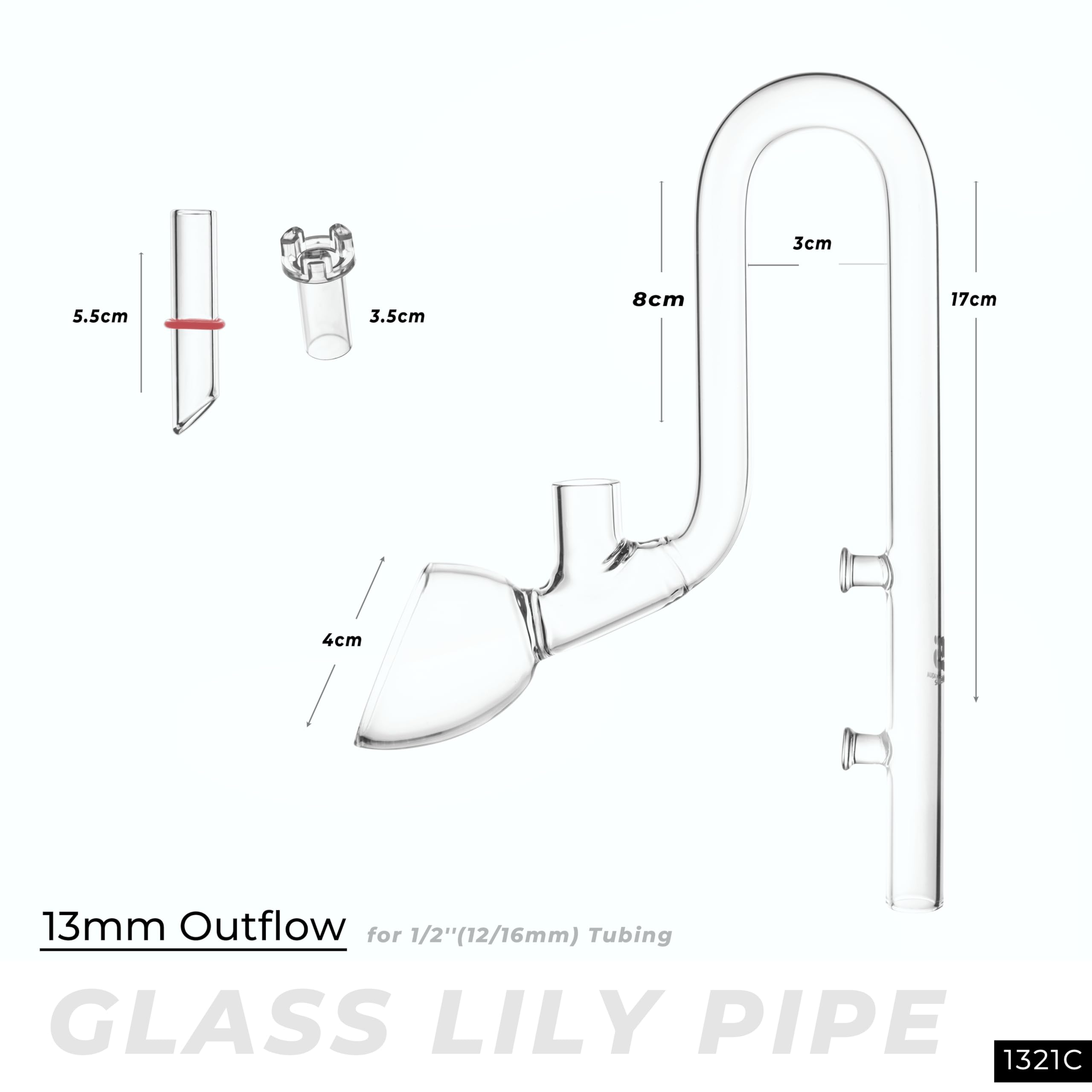 FJARDE Lily Pipe minimalist glass design sits near tank edge for rimless tanks.