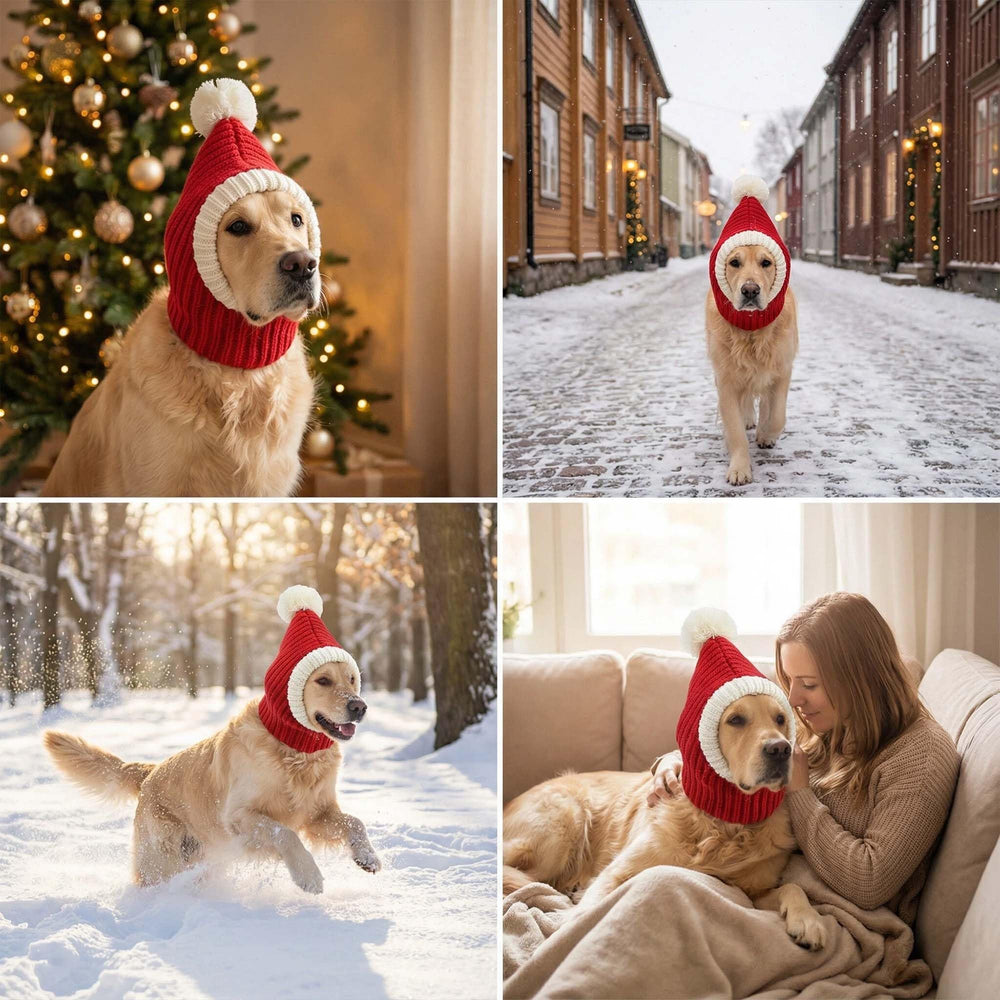 FLAdorepet Christmas dog hat worn on dog during holiday photos and gatherings