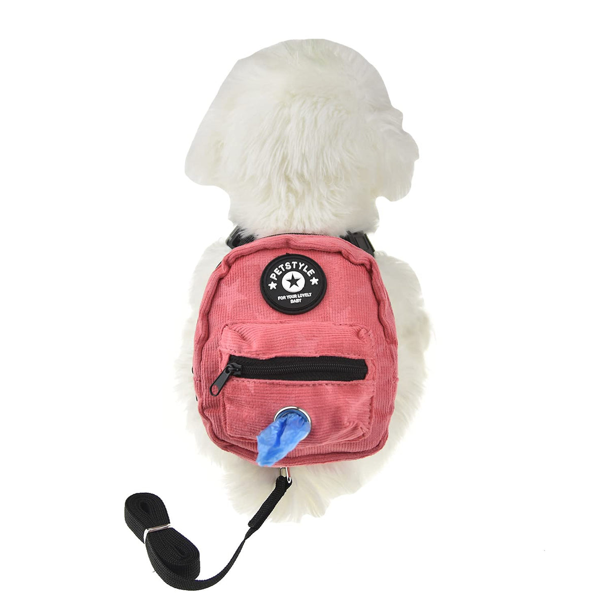 FLAdorepet dog backpack harness with leash and dispenser enabling hands free walks