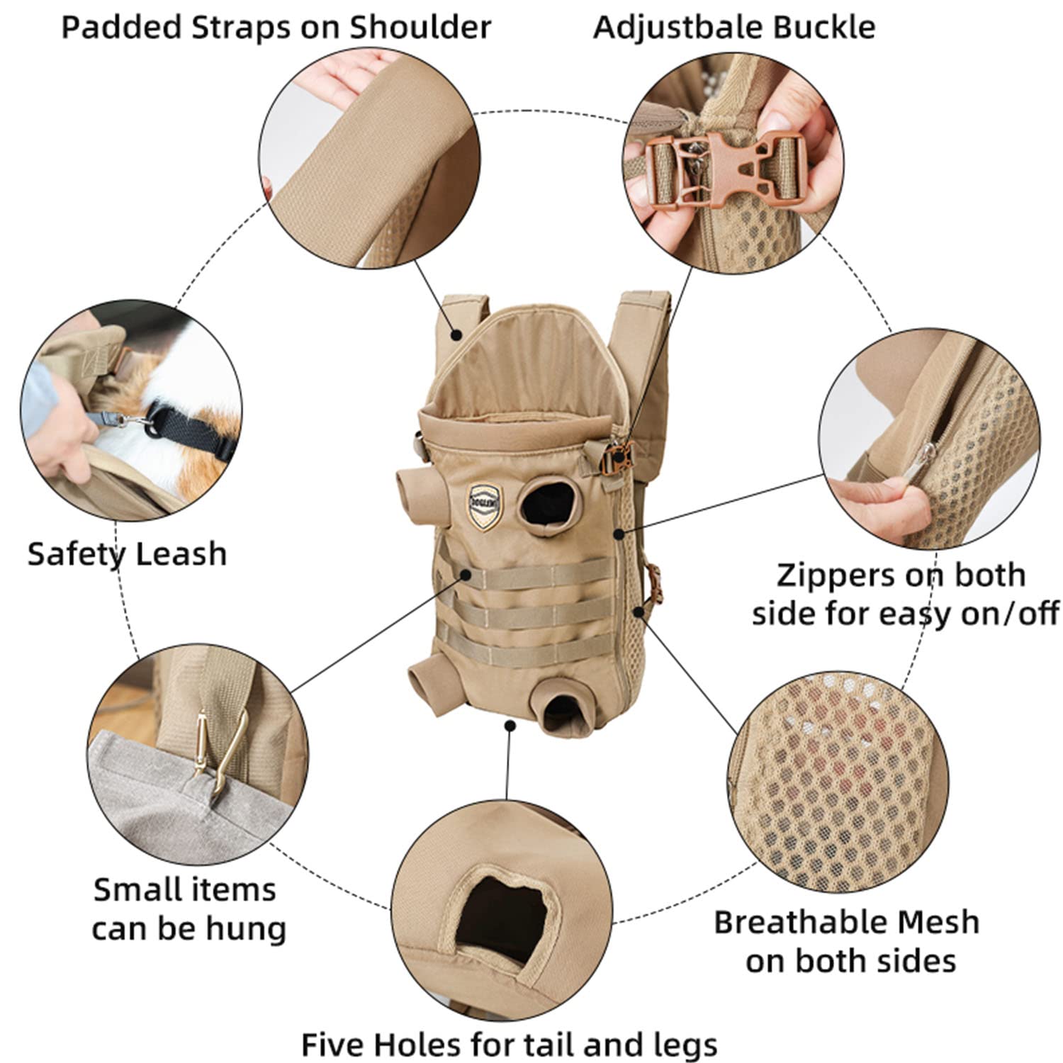 FLAdorepet dog carrier tactical backpack back-length sizing guides fit