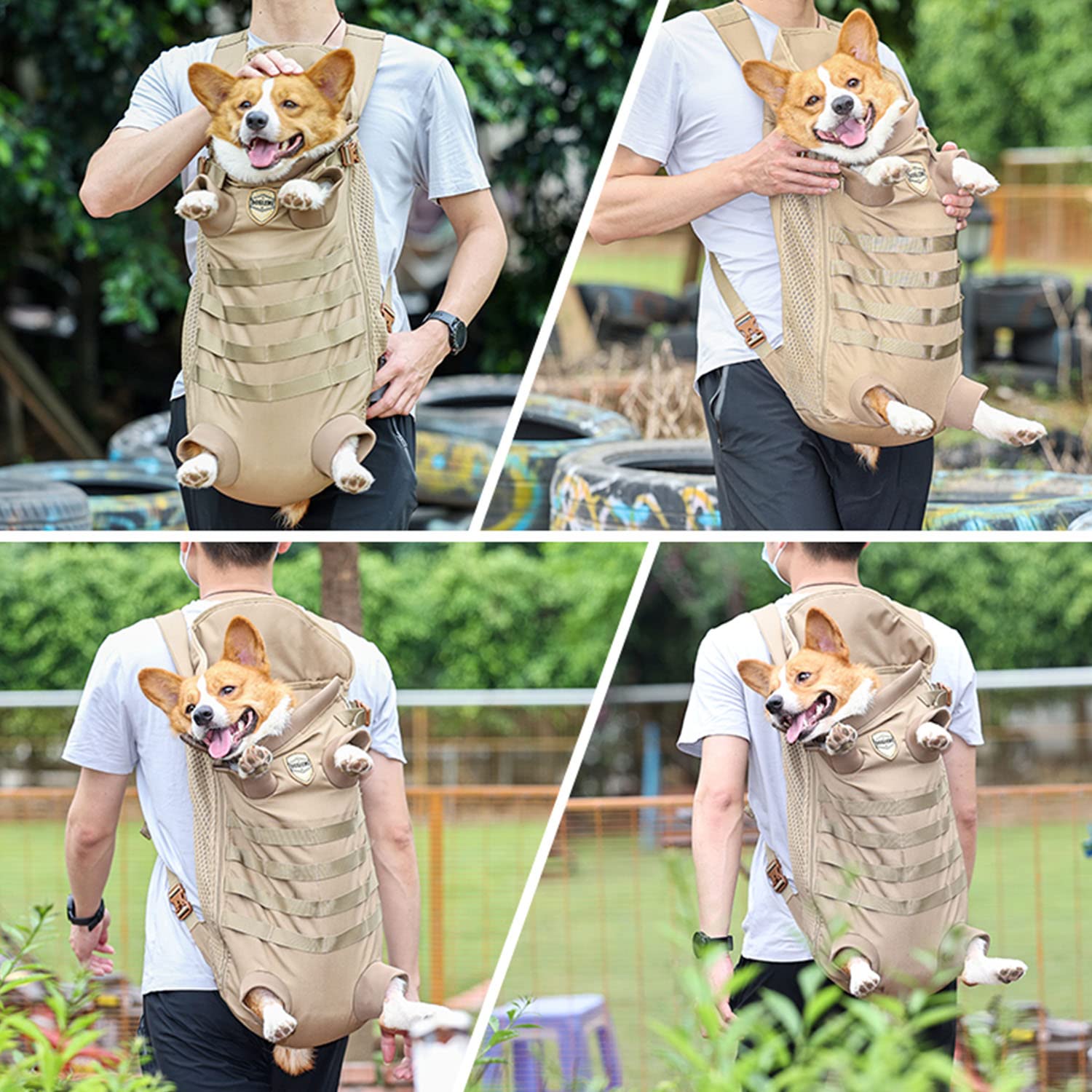 FLAdorepet dog carrier tactical backpack safety leash keeps pets secure