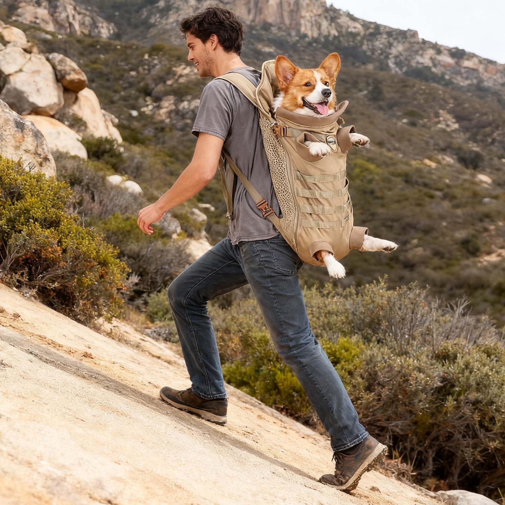 FLAdorepet dog carrier tactical backpack side ventilation shows breathable mesh for comfort