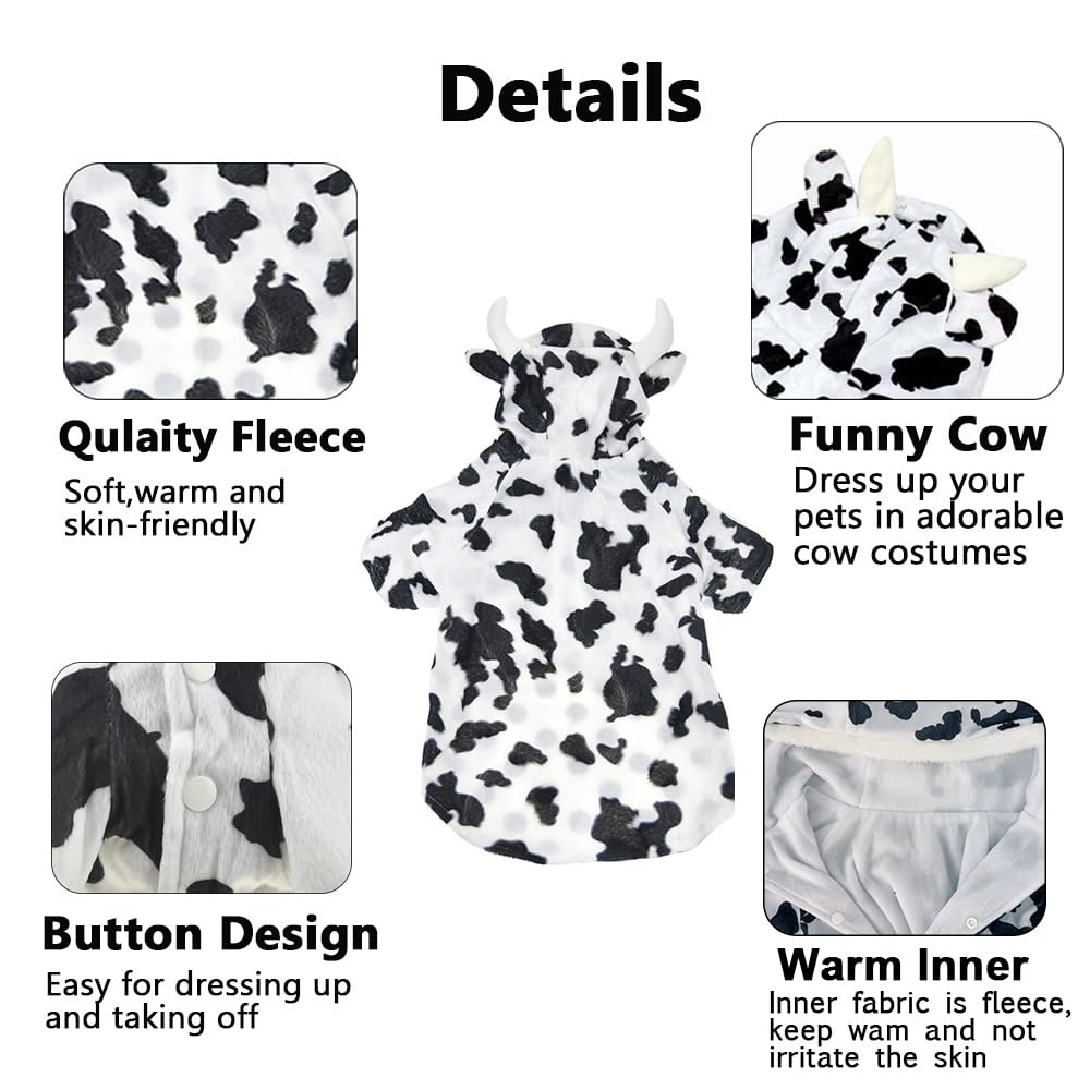 FLAdorepet dog cow costume fleece detail—soft, skin-friendly fabric