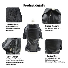 FLAdorepet soft PU leather jacket with PP cotton filling delivers cozy warmth
