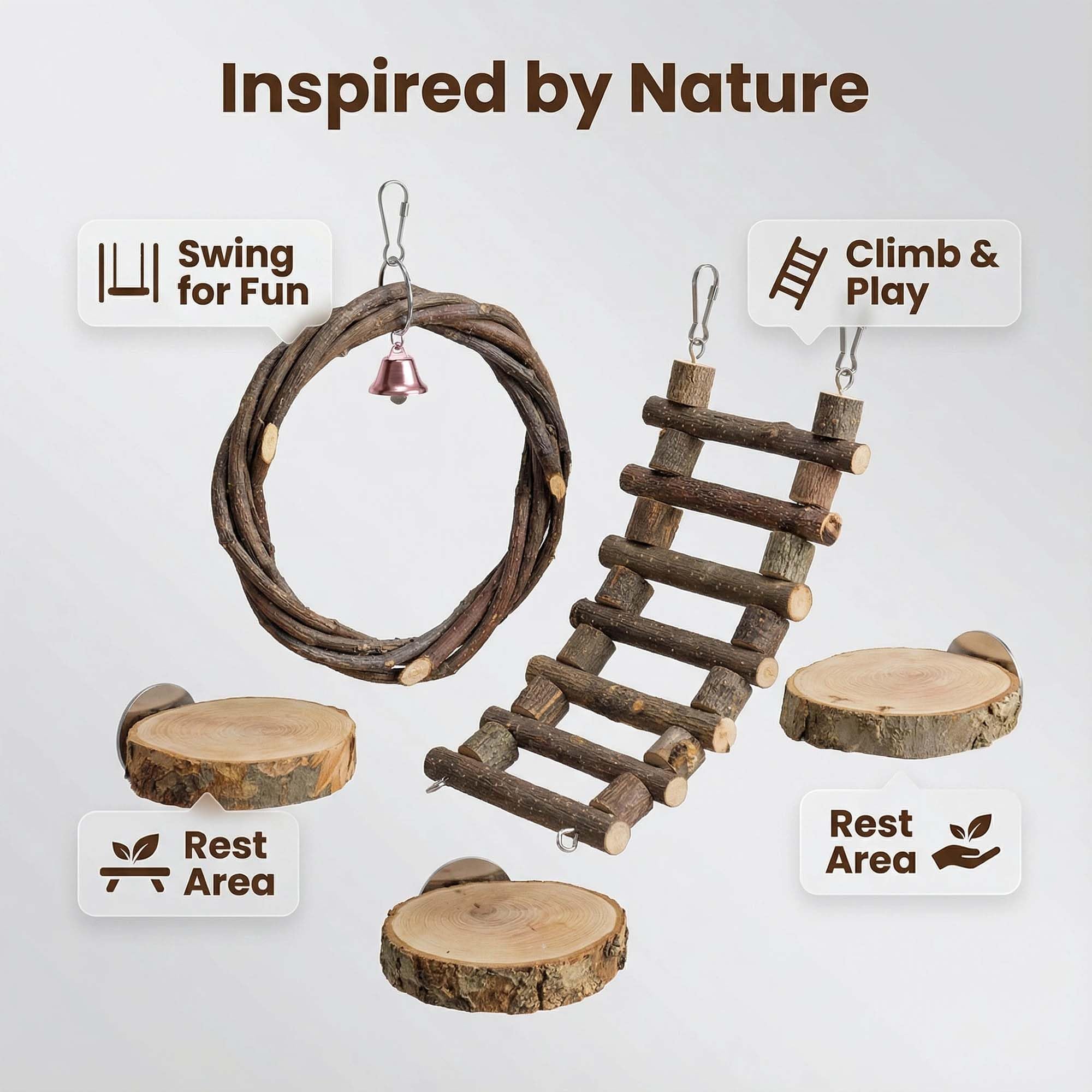FLAdorepet wood platform toy provides elevated perches for curious pets.