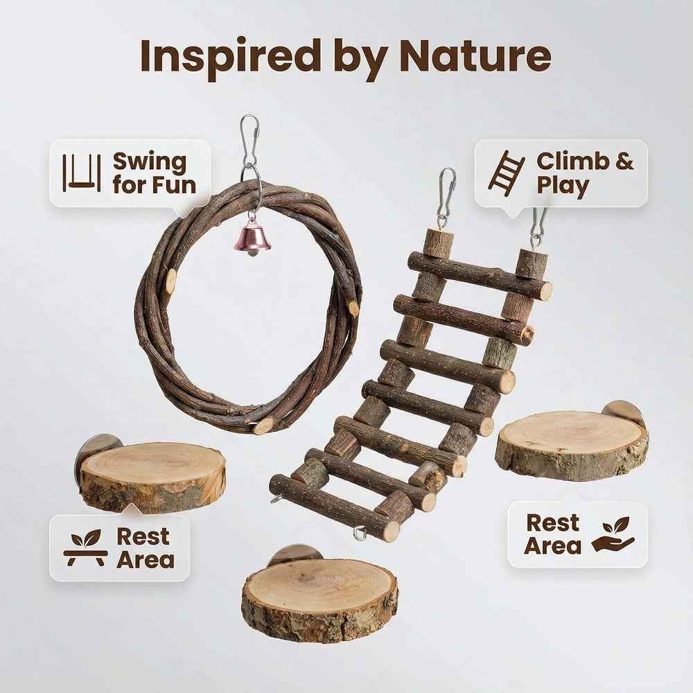 FLAdorepet wood platform toy provides elevated perches for curious pets.