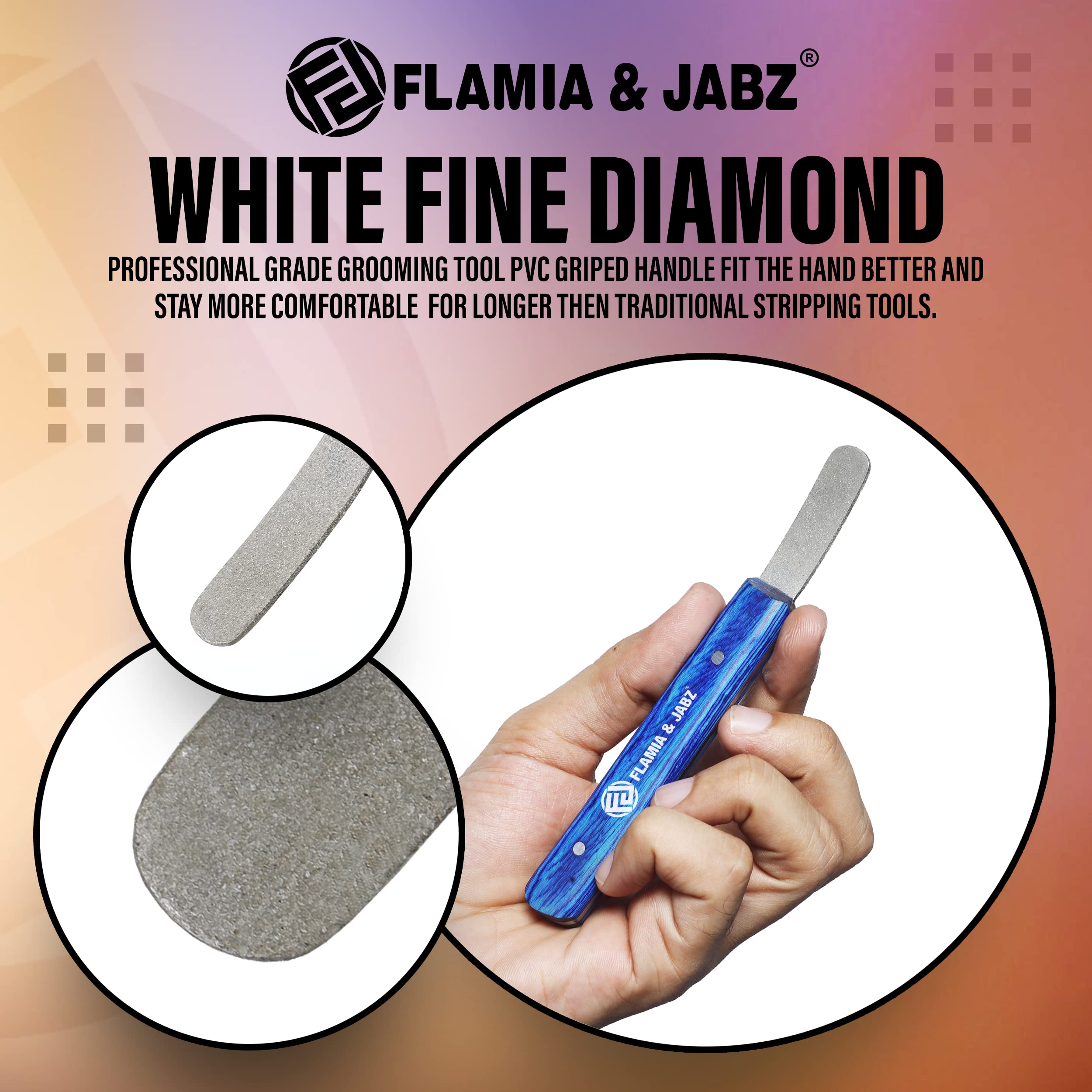 FLAMIA & JABZ two‑piece stripping kit in a grooming session with pets