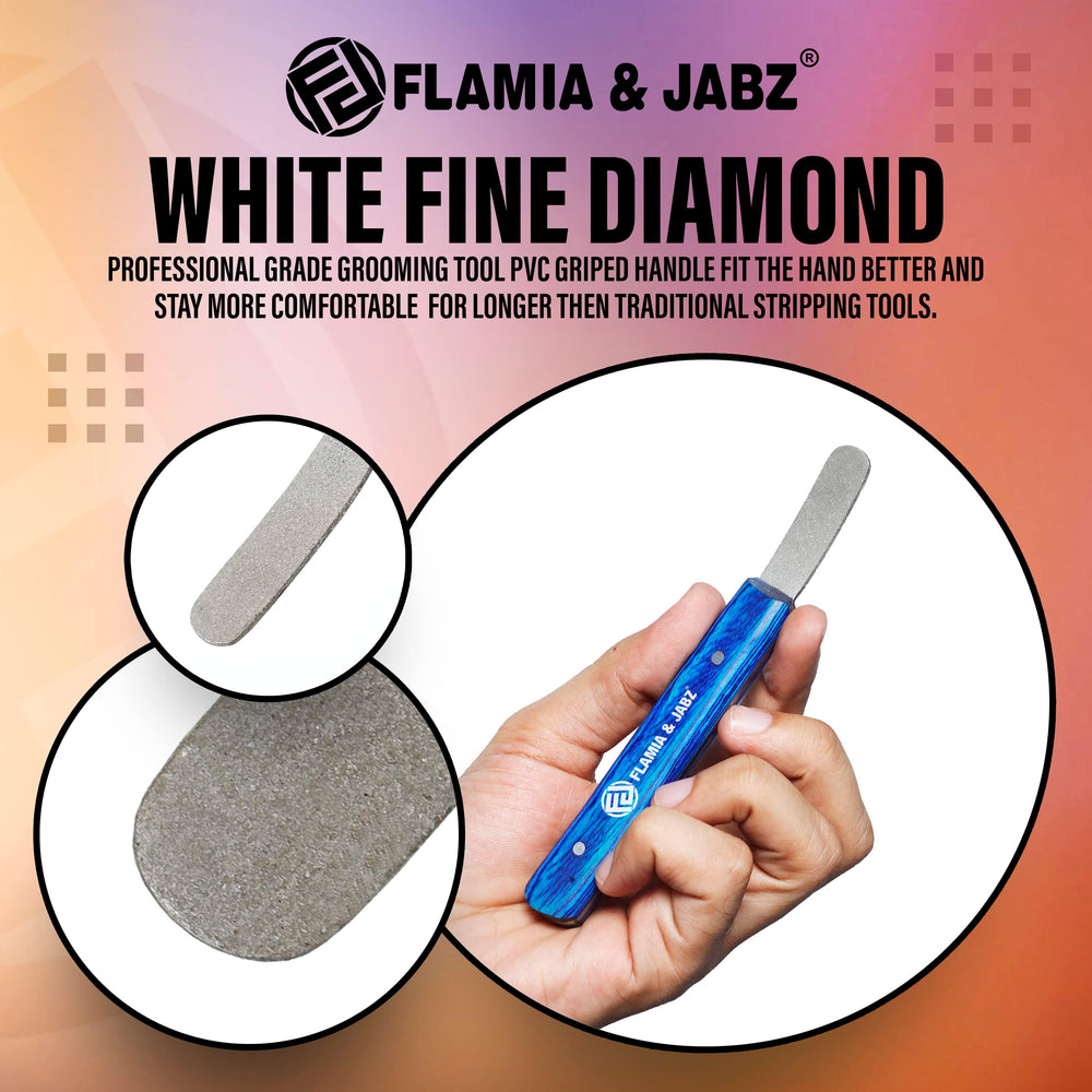 FLAMIA & JABZ two‑piece stripping kit in a grooming session with pets