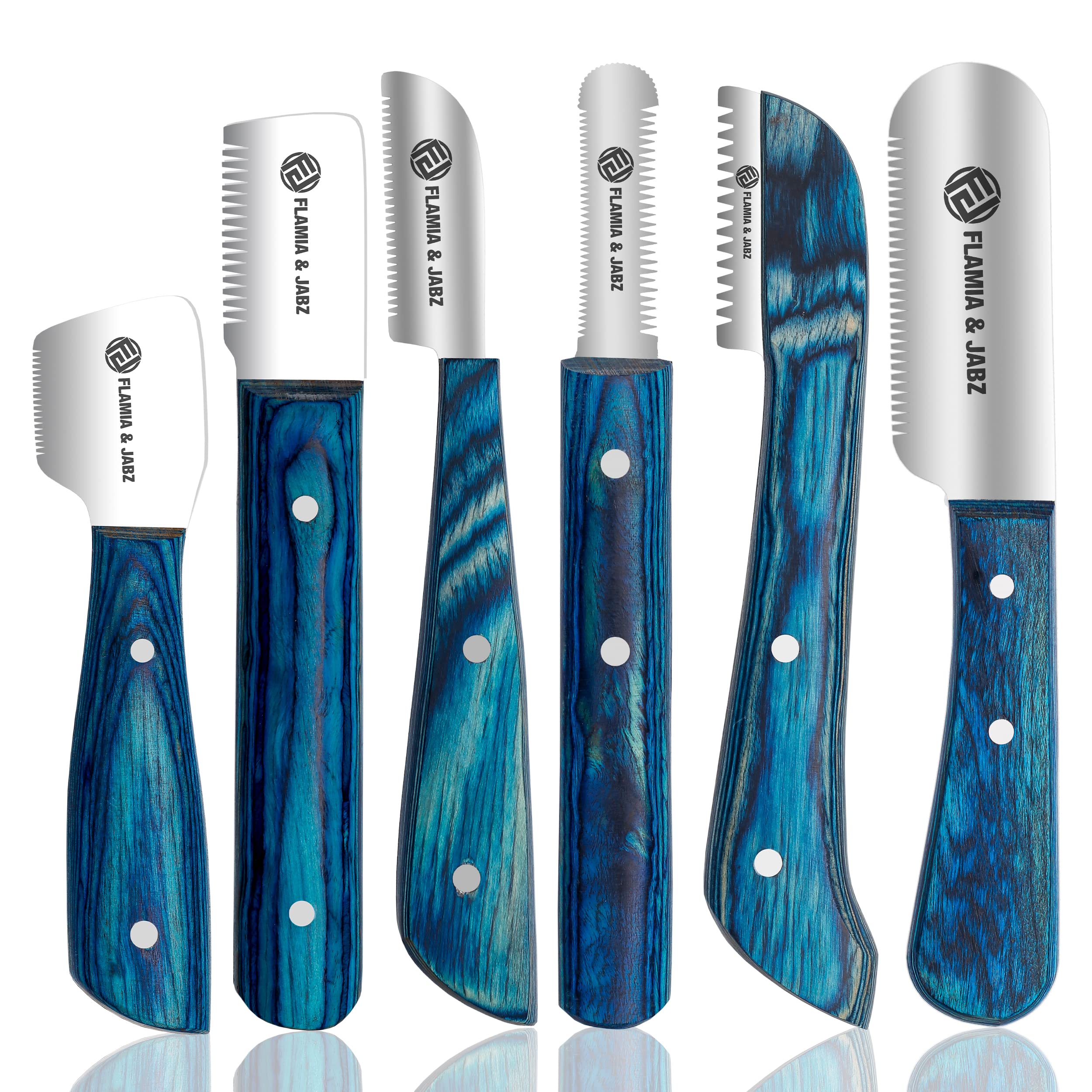 FLAMIA & JABZ stripping knife kit with wooden handle for precise pet grooming