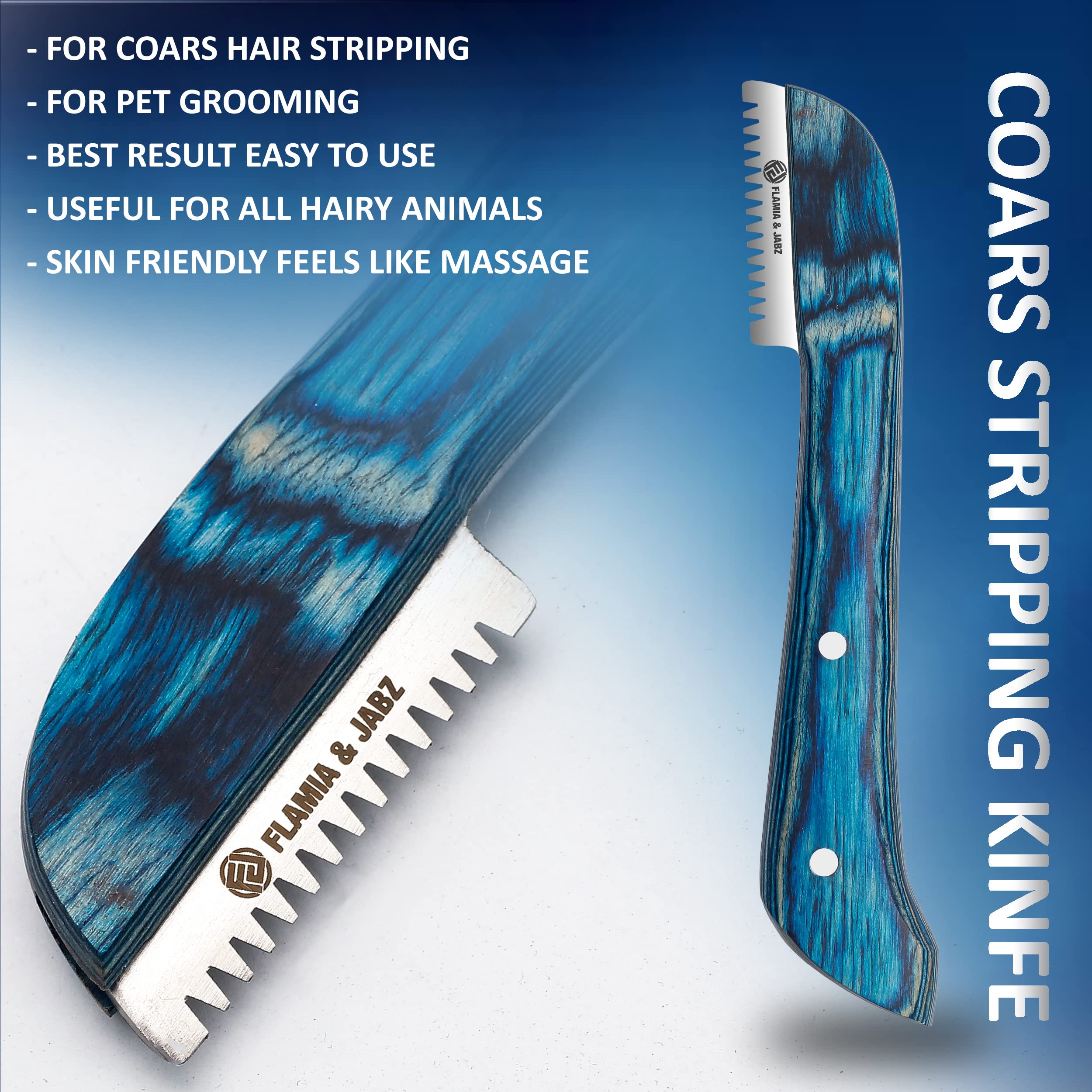 FLAMIA & JABZ wooden grip for comfortable control during longer grooming sessions