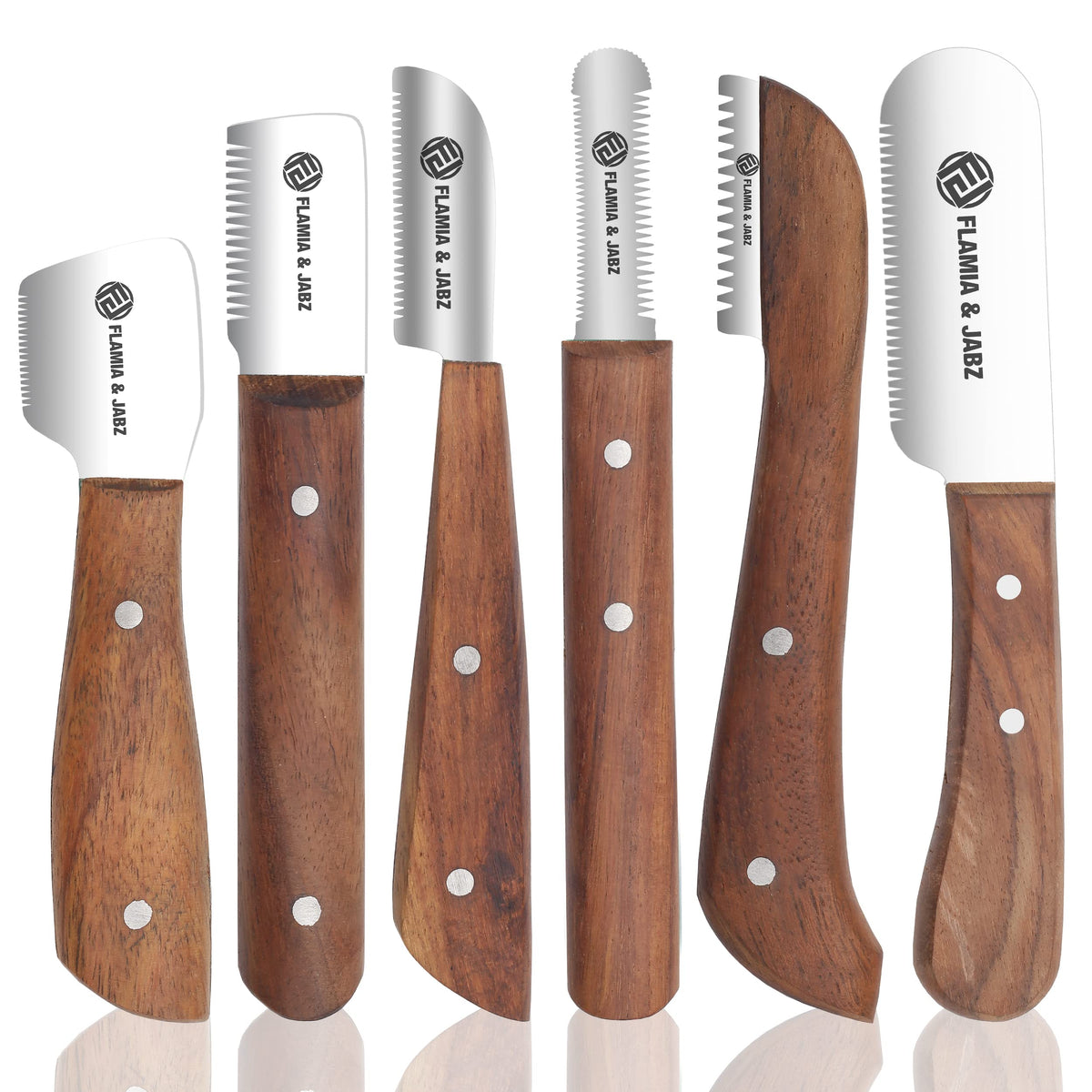 FLAMIA & JABZ professional stripping knife kit rosewood handle offers precise grooming control