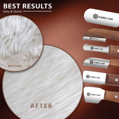 FLAMIA & JABZ rosewood handle close-up highlights ergonomic grip for steady grooming