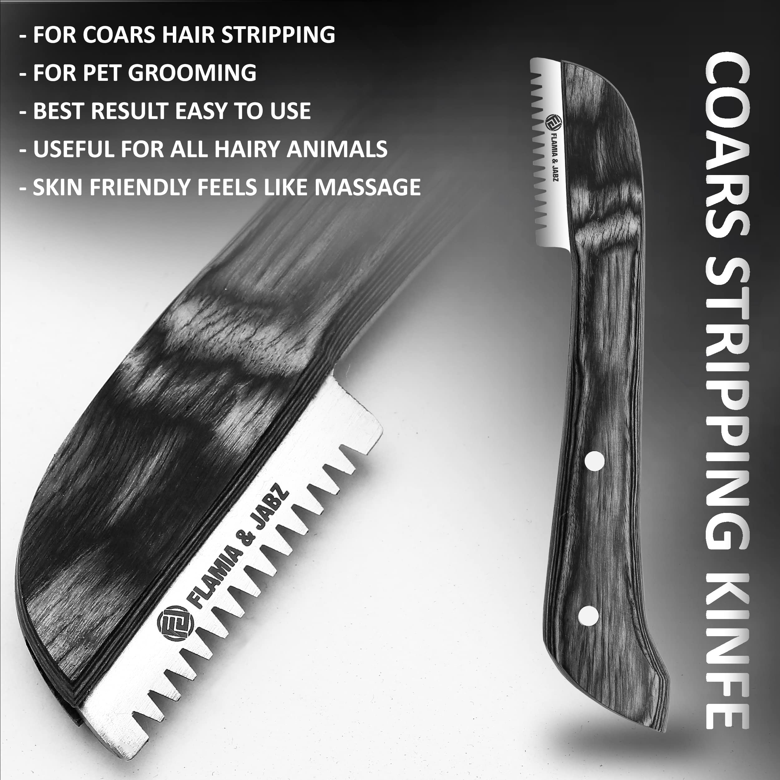 FLAMIA & JABZ stripping knife dull finish reduces glare during precision work